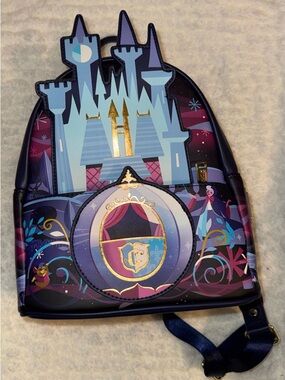 Disney Loungefly Cinderella Castle Night Sky Mini Backpack - Purple Blue